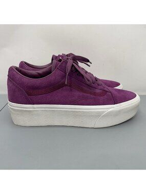 Vans Old Skool Stackform Platform Sneakers Shoes Suede Leather Purple Womens 9.5